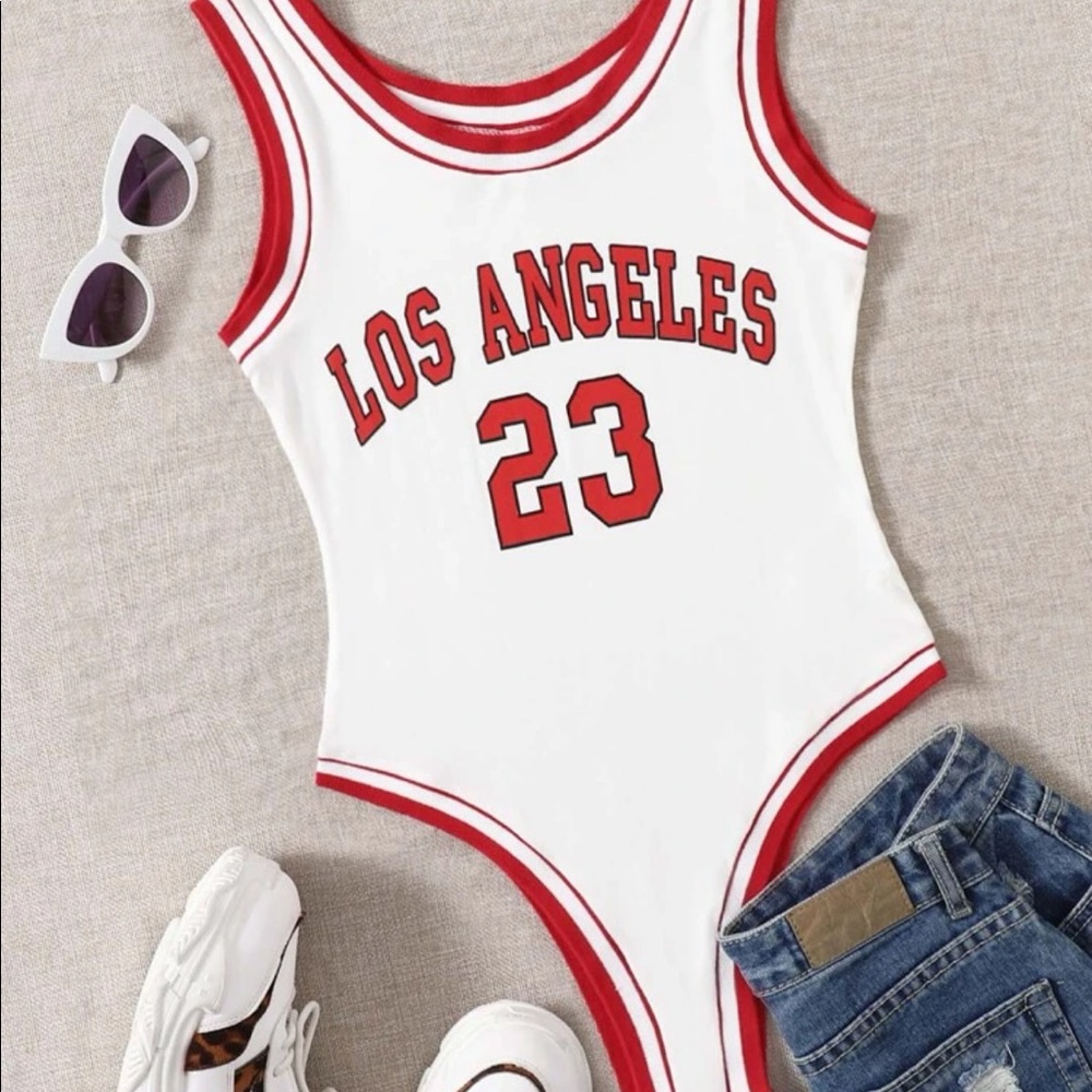 SHEIN Letter Graphic Ringer Bodysuit